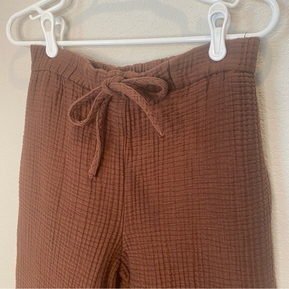 Zara Chocolate Brown Gauzy Cotton Slim Leg Drawstring Pants - Size M - EUC - Picture 3 of 5